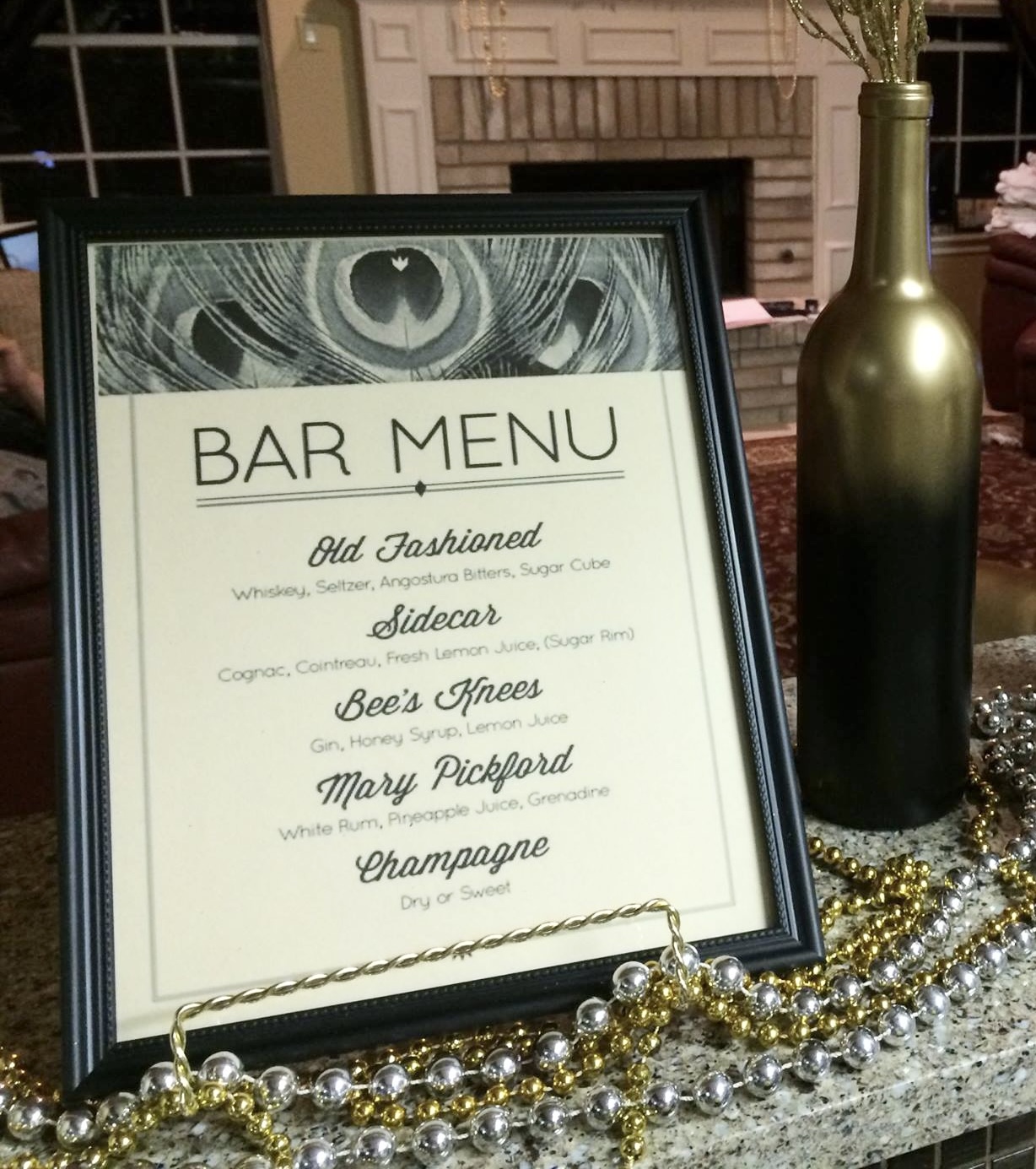 A bar menu for 1920s era drinks